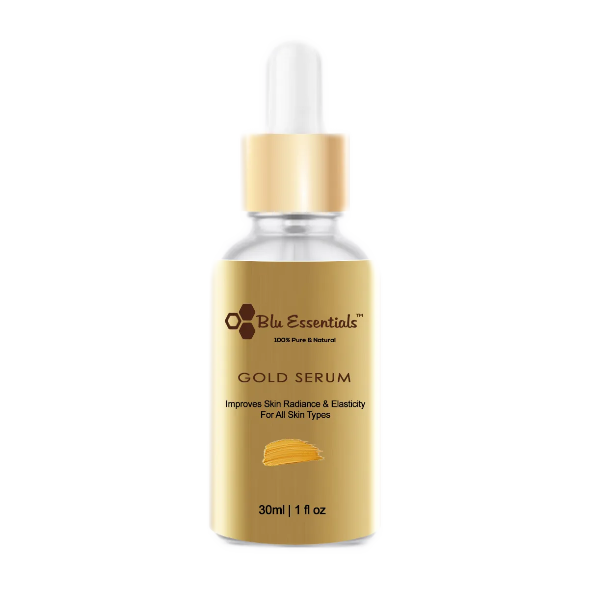 Gold Serum for Face by Blu Essentials, 30mL, featuring luxurious gold flakes, perfect for skin care and anti-inflammatory ...