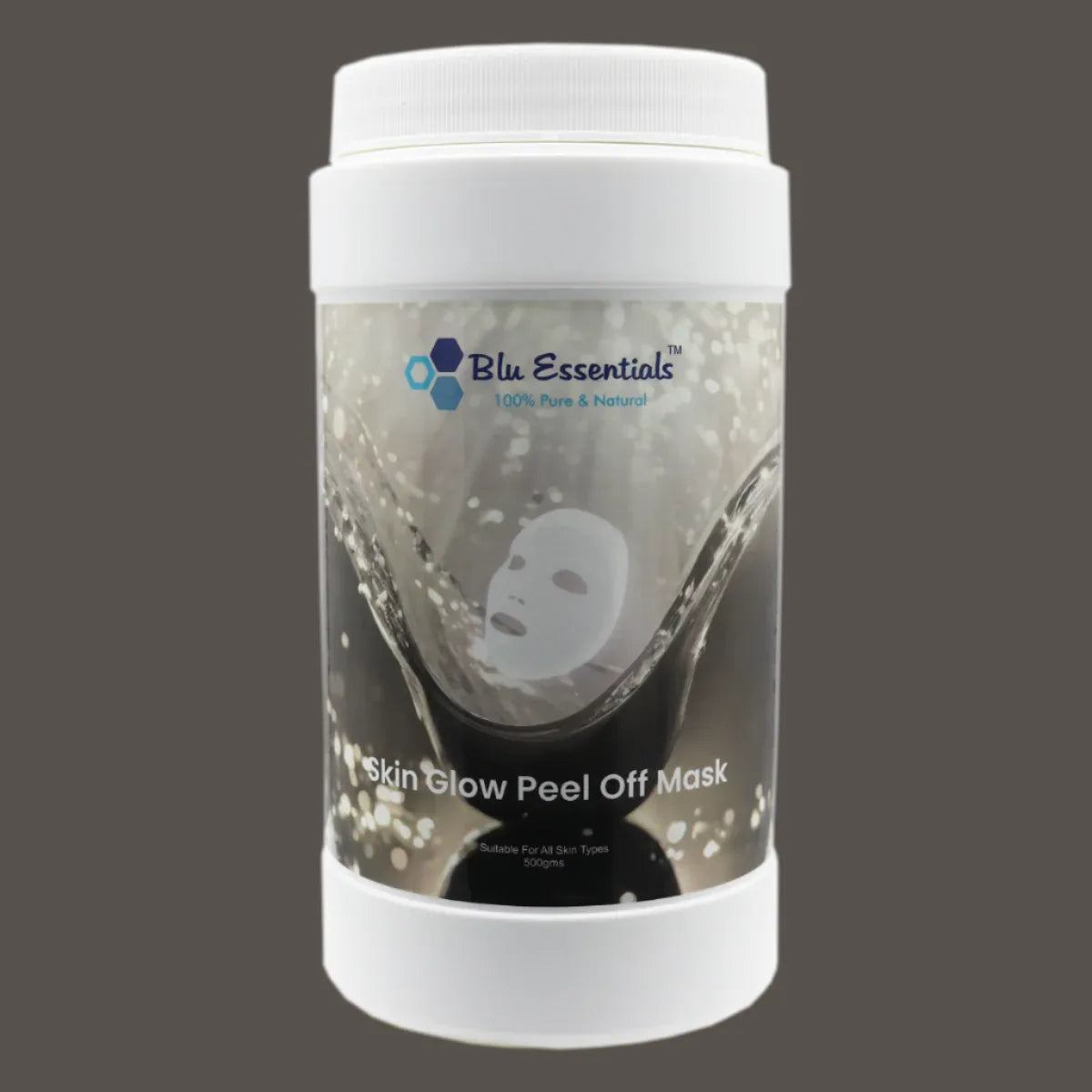 Blu Essentials Skin Glow Peel Off Mask 500g, brightening facial mask in a vibrant package, perfect for skin care and salon...