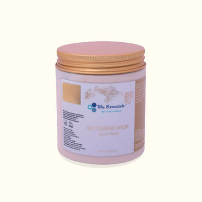 Blu Essentials 24K Pure Gold Face Mask in a 50mL jar, rich in antioxidants for skin renewal and improved blood flow.