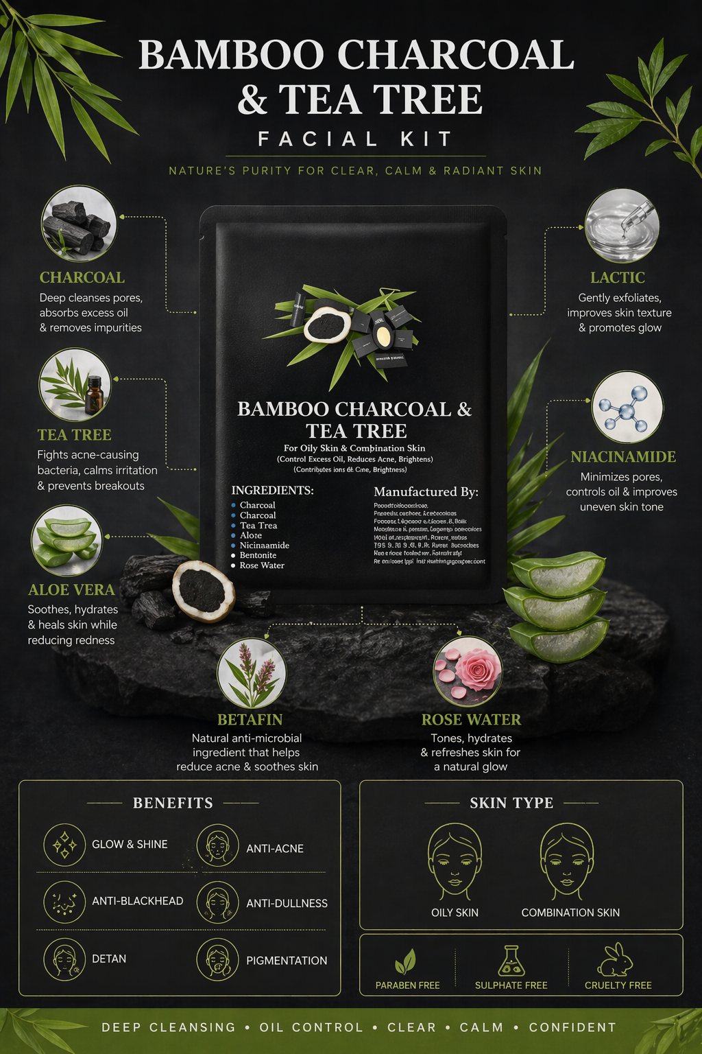 Bamboo Charcoal & Tea Tree Facial Kit