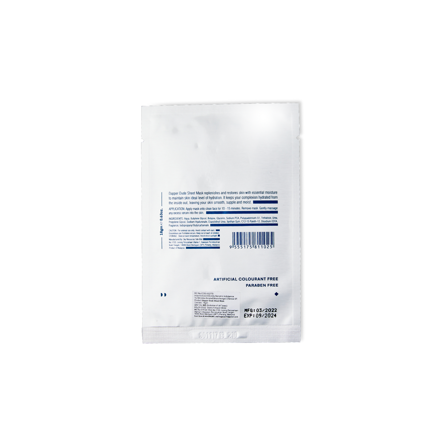 Sheet Mask Dapper Dude 