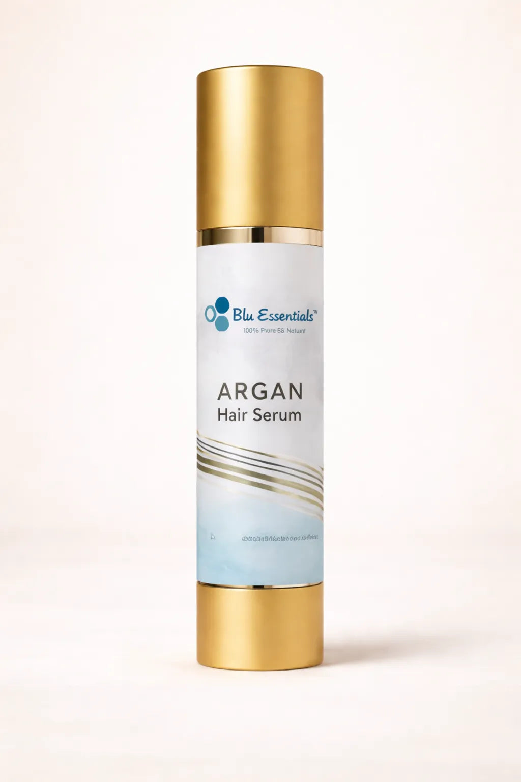 Blu Essentials Argan Hair Serum in a sleek bottle, 50mL size, enriched with pure Moroccan argan oil for ultimate hair care.