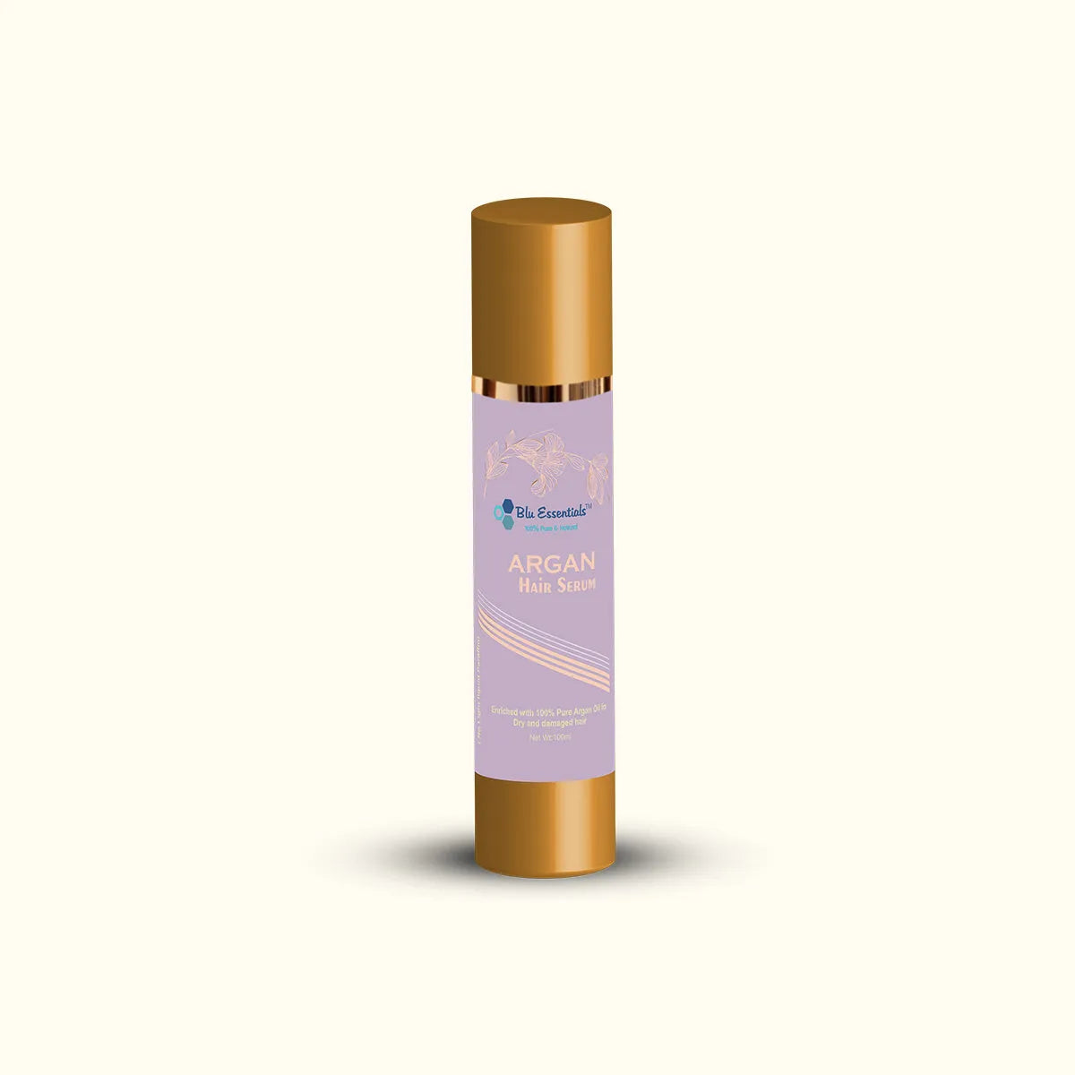Blu Essentials Argan Hair Serum in a sleek bottle, 50mL size, enriched with pure Argan oil for deep hair nourishment.