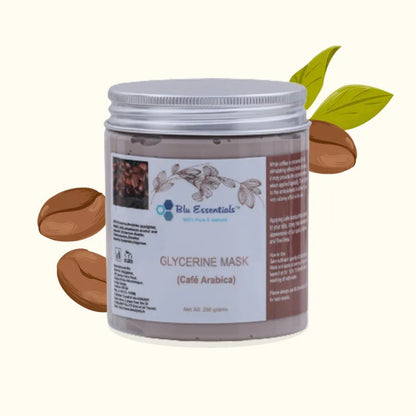 Blu Essentials Café Arabica Glycerine Face Mask, 250g, featuring a rich coffee color, ideal for skin care and professional...