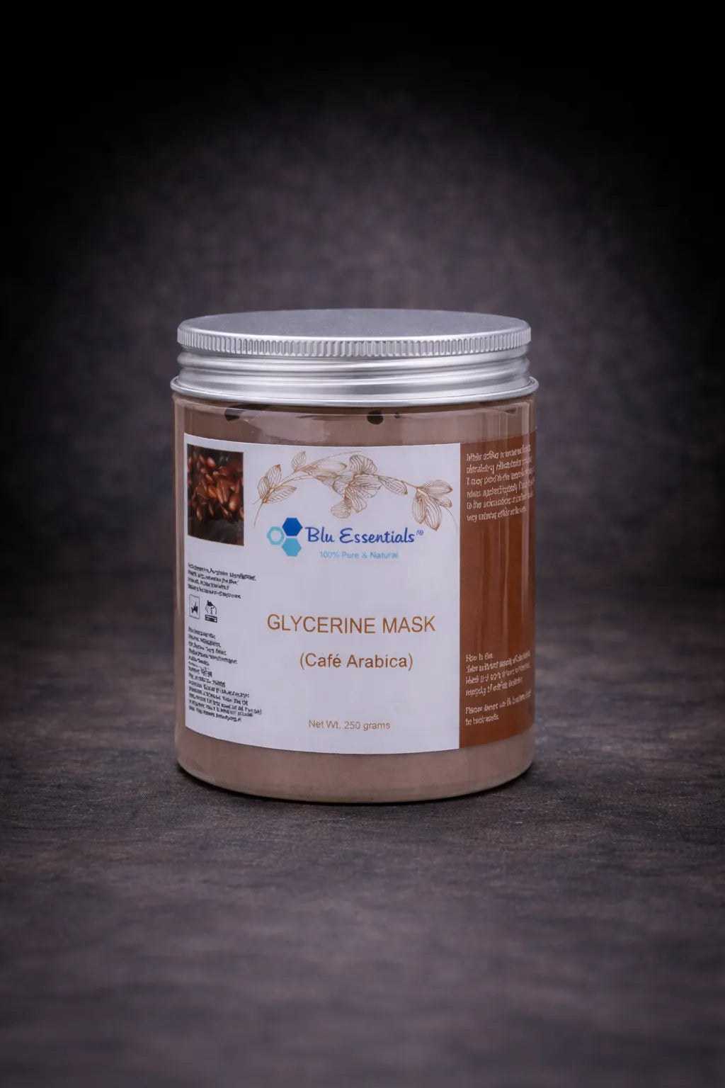 Blu Essentials Café Arabica Glycerine Face Mask, 250g, featuring a rich coffee color, ideal for skin care and professional...