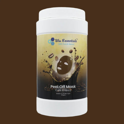 Café Arabica Peel Off Mask by Blu Essentials, 500g, featuring a rich brown color, ideal for skin care and facial masks.