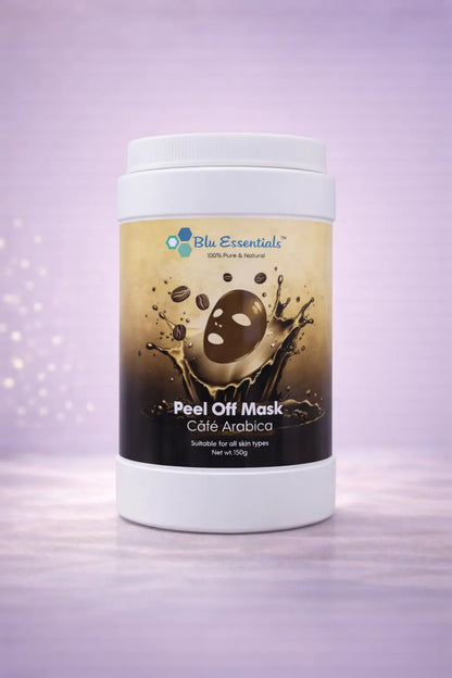 Café Arabica Peel Off Mask by Blu Essentials, 500g, featuring a rich brown color, ideal for skin care and facial masks.