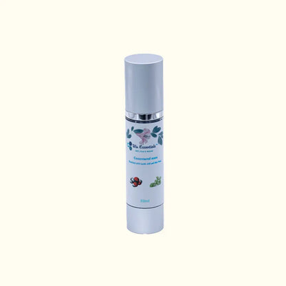 Blu Essentials Concentrated Face Serum 50mL, clear bottle, enhances skin care, fights wrinkles, ideal for resale.
