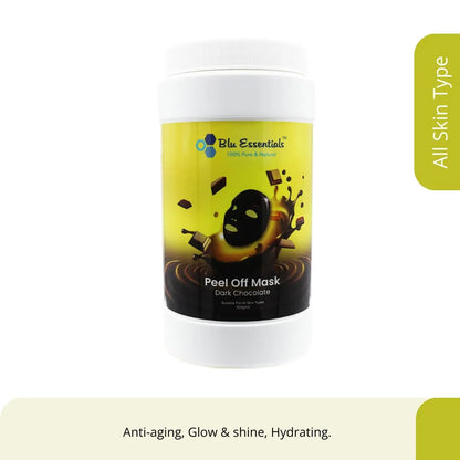Blu Essentials Dark Chocolate Peel Off Mask 500g, rich brown color, part of Facial Cleansing Kits for effective skin care.