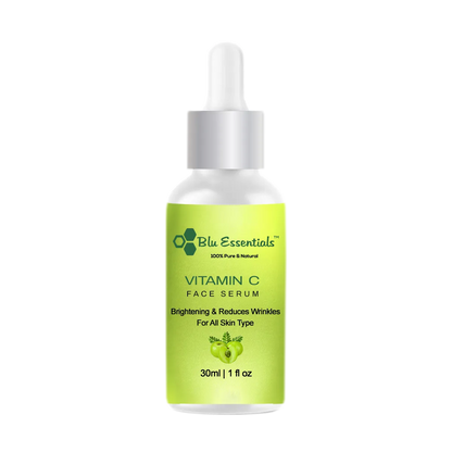 Fresh Vitamin C Serum (30ml) by Blu Essentials, featuring a vibrant orange color, packed with Amla and Aloe Vera for radia...