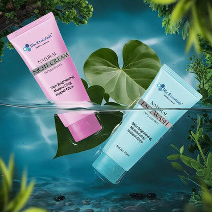 Blu Essentials Vitamin C Face Wash and Night Cream combo in vibrant packaging, 125ml size, ideal for youthful skin rejuven...